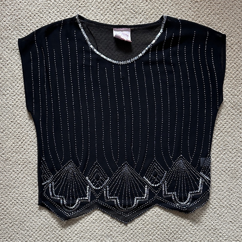 Romeo & Juliet Couture Black Beaded Top